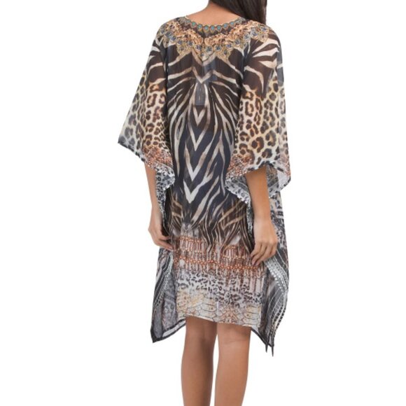 NWT True Colours by La Moda Animal Print Caftan Dress One Size - Picture 2 of 12